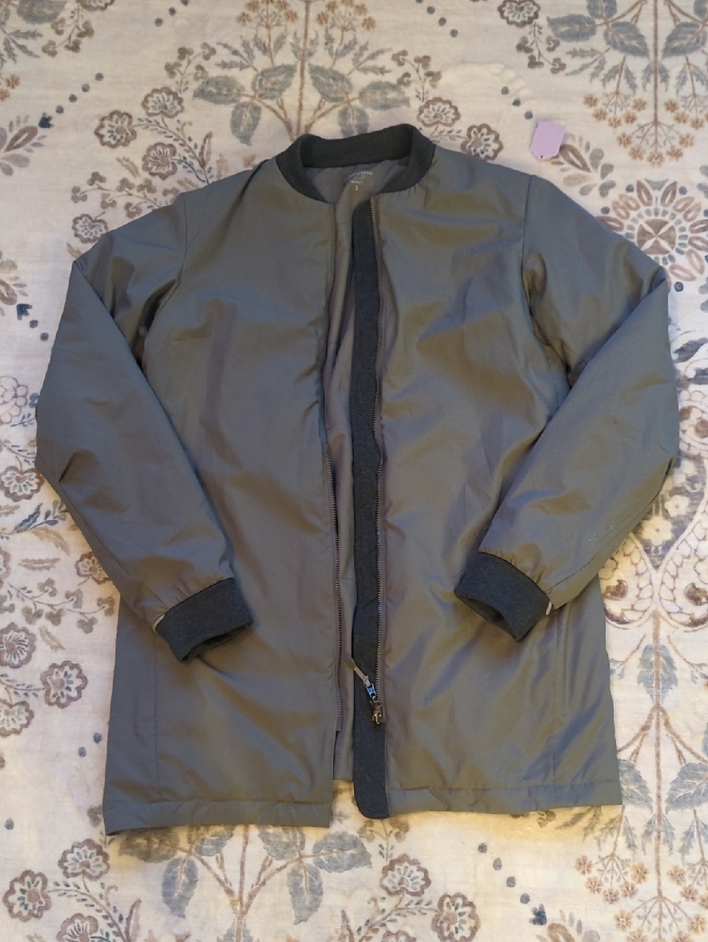 Grey Long Bomber Jacket
